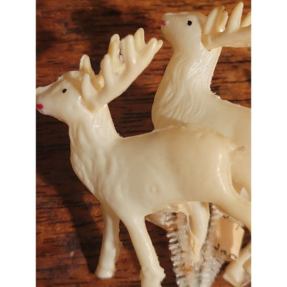 9 Vtg NOS Japan Mini 1.5" Celluloid REINDEER HTF XMAS Pipe Cleaner Picks 1940s - Picture 10 of 16